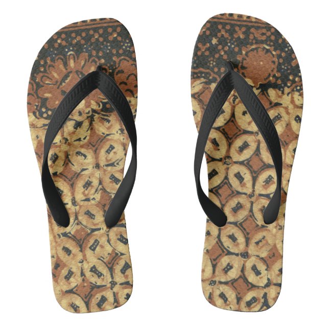 Coffee Bean Earthy Boho Rustic Flip Flops (Footbed)