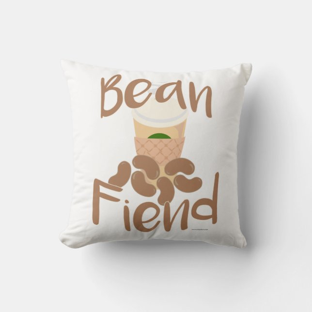 Coffee Bean Fiend So Funny Java Junkie Slogan Cushion (Front)