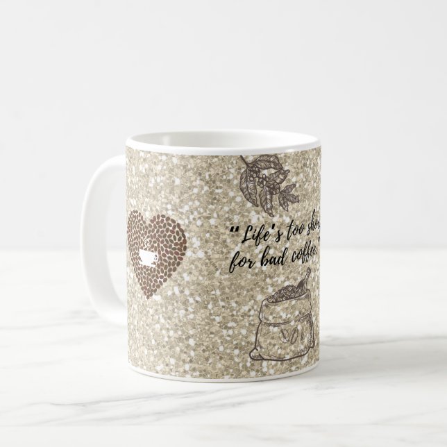 Coffee Bean Heart Coffee Mug | Rustic Brown (Front Left)