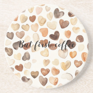 Coffee Bean Hearts Coffee First Coaster