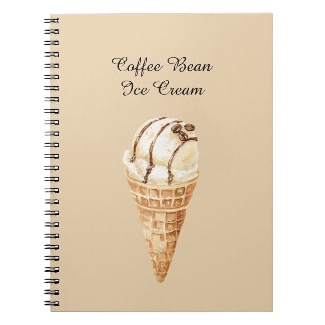 Coffee Bean Ice Cream Cone Notebook (Front)