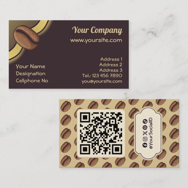 Coffee Bean Icon Business Card (Front/Back)