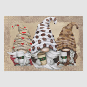 Coffee Bean Latte Gnomes Decoupage Tissue Paper