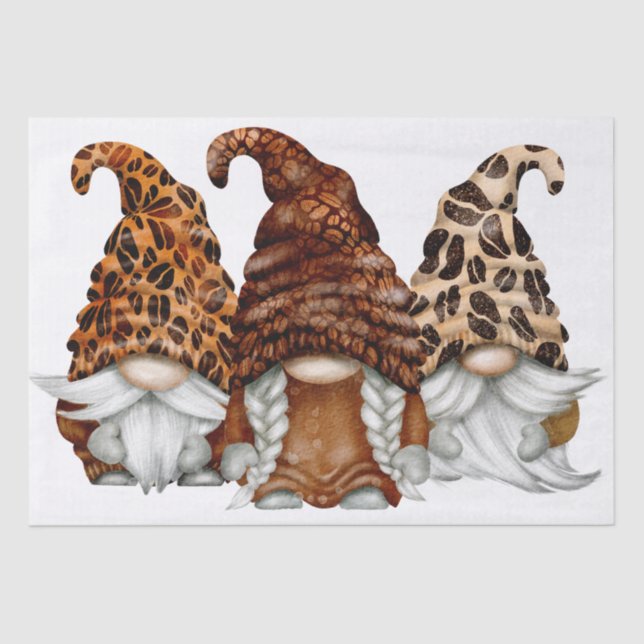 Coffee Bean Latte Gnomes Decoupage Tissue Paper (Front)