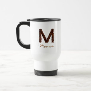 Coffee Bean Monogram Letter M Personalised Name Co Travel Mug