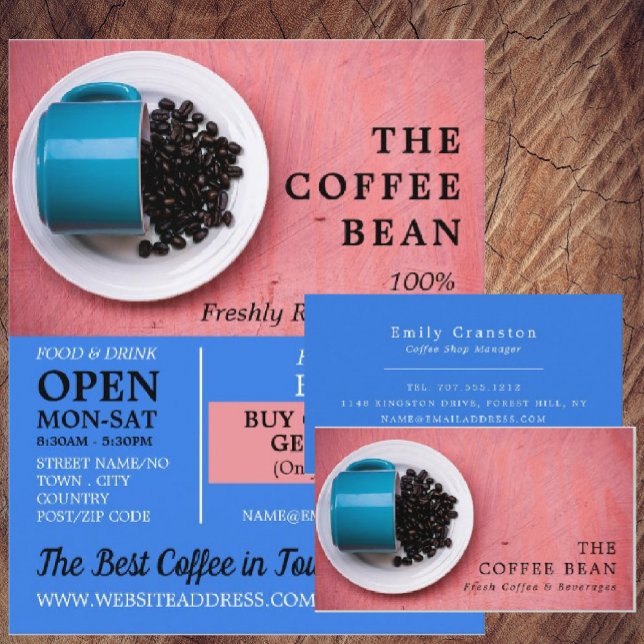 Coffee Bean Mug, Barista, Café, Coffeehouse Business Card (Creator Uploaded)