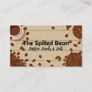 Coffee Bean on Wooden Table Business Card