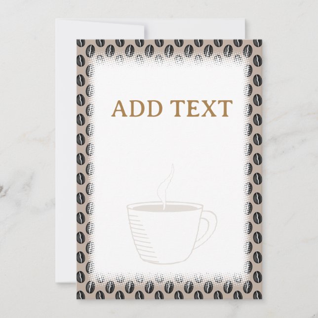 Coffee Bean Pattern Coffee Cup Custom Borders  Invitation (Front)