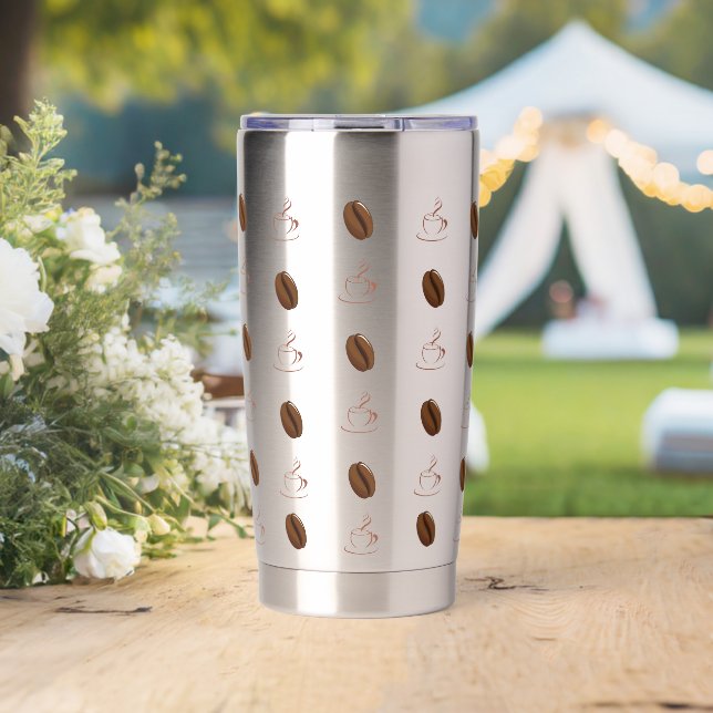 Coffee bean pattern coffee tumbler. insulated tumbler (Wedding (Rotated))