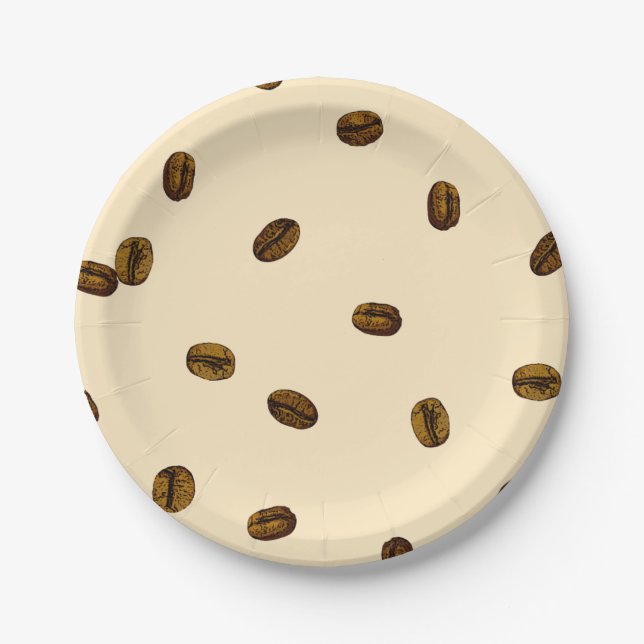 Coffee Bean Pattern Paper Plate (Front)