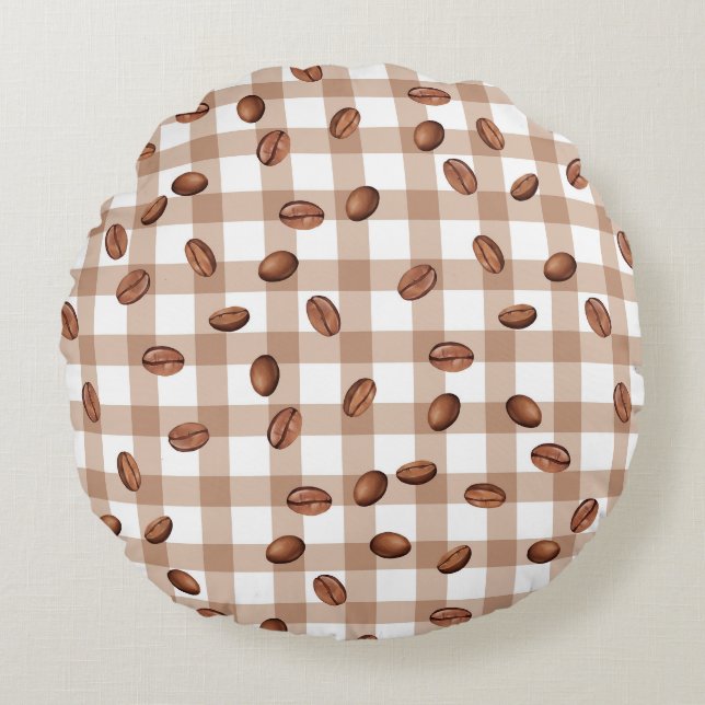  Coffee Bean Pattern Round Cushion (Front)