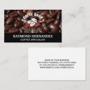 Coffee Bean Pile   Cafe Logo Business Card