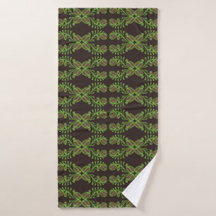 Coffee bean seamless pattern with ethnic motifs. V Bath Towel