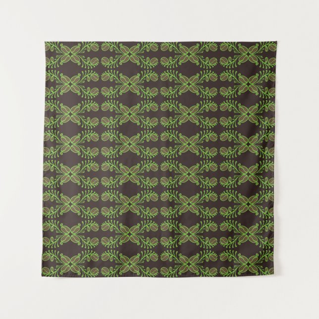 Coffee bean seamless pattern with ethnic motifs. V Tapestry (Front)