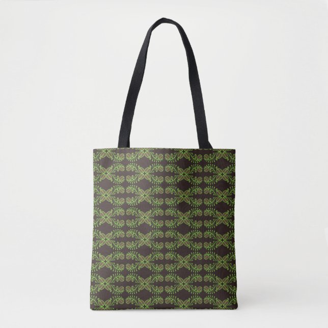 Coffee bean seamless pattern with ethnic motifs. V Tote Bag (Front)