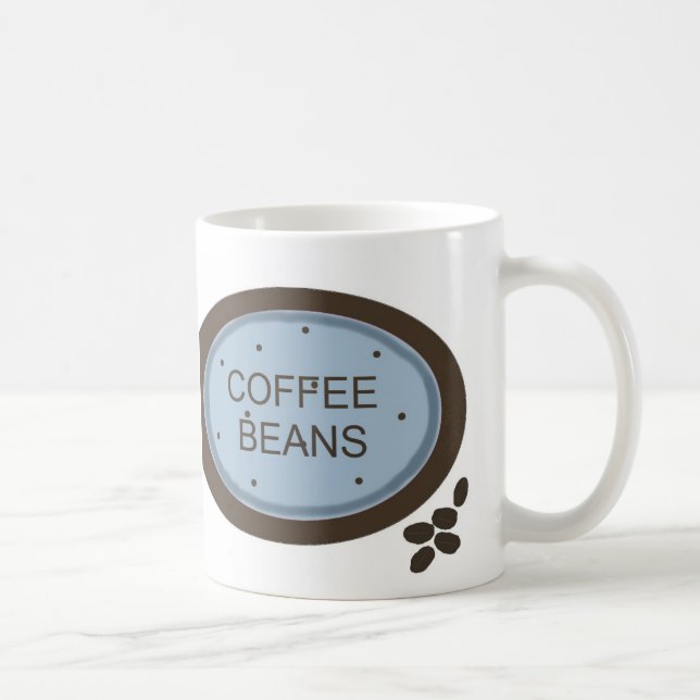 Coffee Bean Sign in Blue and Brown Mug (Right)
