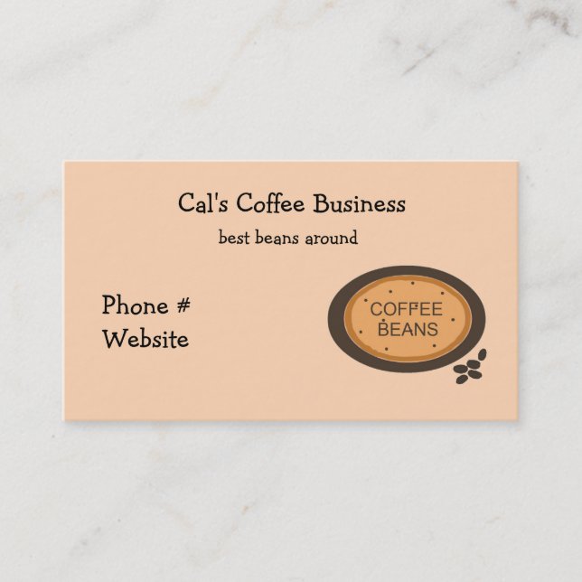 Coffee Bean Sign in Orange and Brown Business Card (Front)