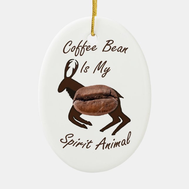 Coffee Bean Spirit Animal Ceramic Tree Decoration (Front)