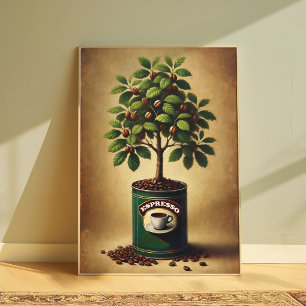 Coffee Bean Tree Poster Espresso Lover Wall Art