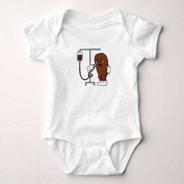 Coffee bean with Coffee pot Baby Bodysuit (Front)
