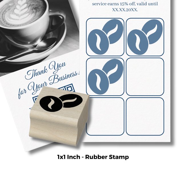 Coffee Beans - 1" Round - Loyalty Card Rubber Stamp (Coffee Beans - 1" Round - Loyalty Card Rubber Stamp)