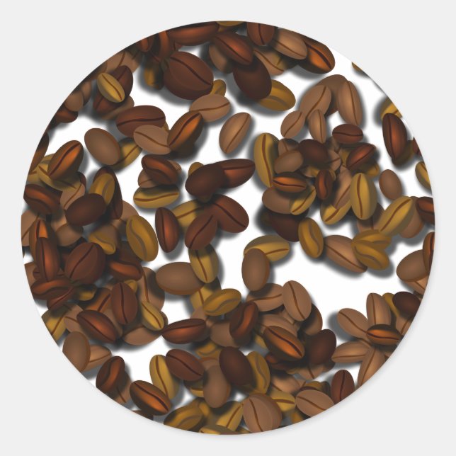 Coffee Beans (Add Background Colour) Classic Round Sticker (Front)