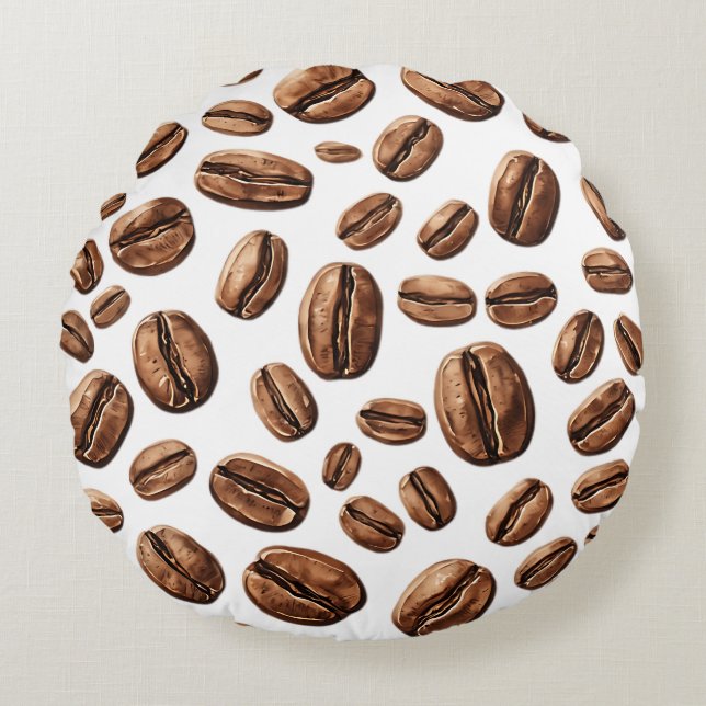 Coffee Beans All Over Round Cushion (Front)