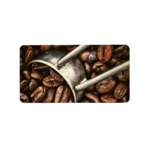 Coffee Beans and Scoop Label