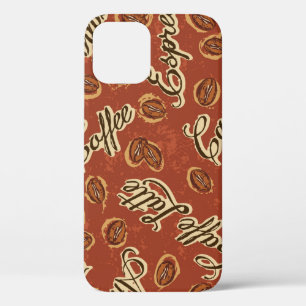 Coffee beans and typography written grunge seamles iPhone 12 case