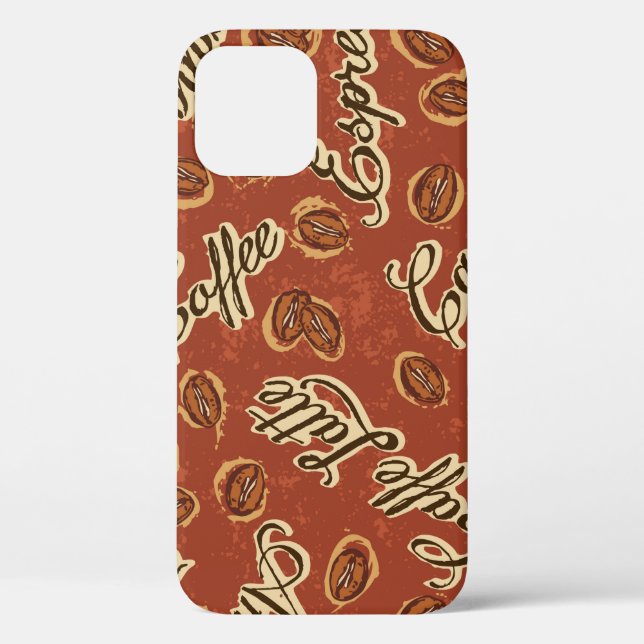 Coffee beans and typography written grunge seamles Case-Mate iPhone case (Back)