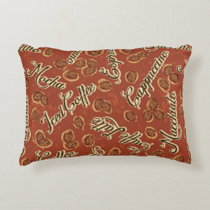 Coffee beans and typography written grunge seamles decorative cushion