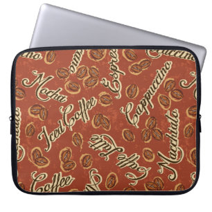 Coffee beans and typography written grunge seamles laptop sleeve