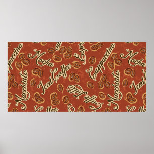 Coffee beans and typography written grunge seamles poster