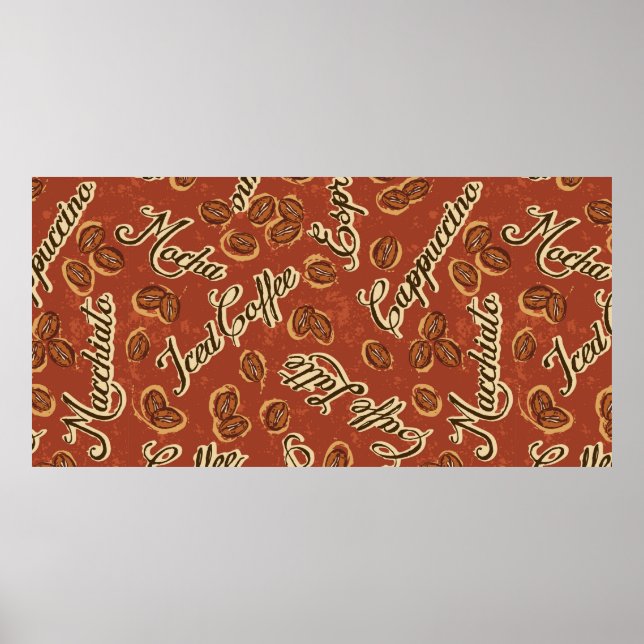 Coffee beans and typography written grunge seamles poster (Front)