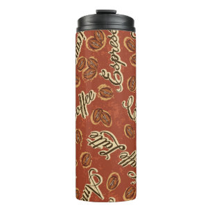Coffee beans and typography written grunge seamles thermal tumbler