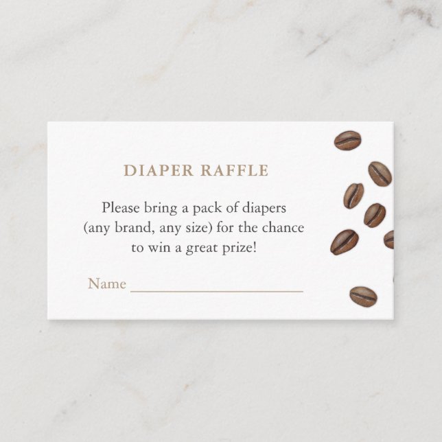 Coffee Beans Baby Shower Diaper Raffle Enclosure Card (Front)