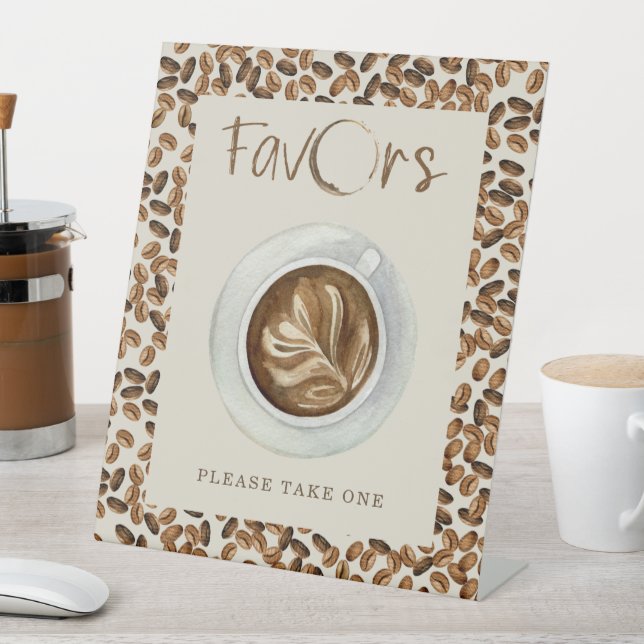 Coffee Beans Baby Shower Favours Pedestal Sign (In SItu)