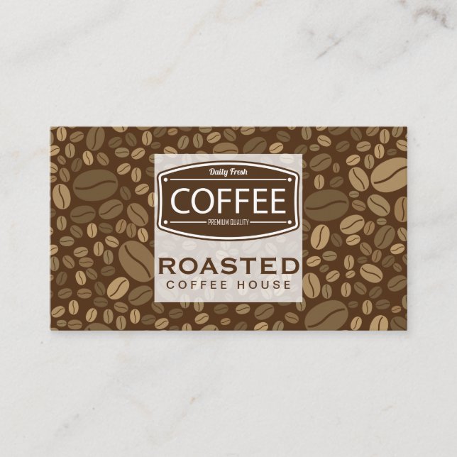 Coffee Beans Background Business Card (Front)