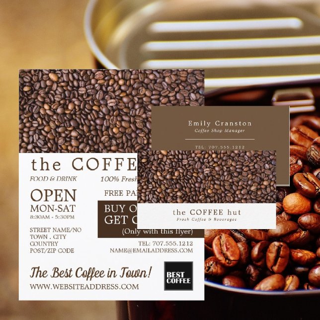Coffee Beans, Barista, Café, Coffeehouse Business Card (Creator Uploaded)