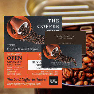 Coffee Beans, Barista, Café, Coffeehouse Business Card
