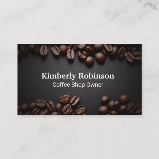 Coffee Beans | Cafe Shop Business Card (Front)