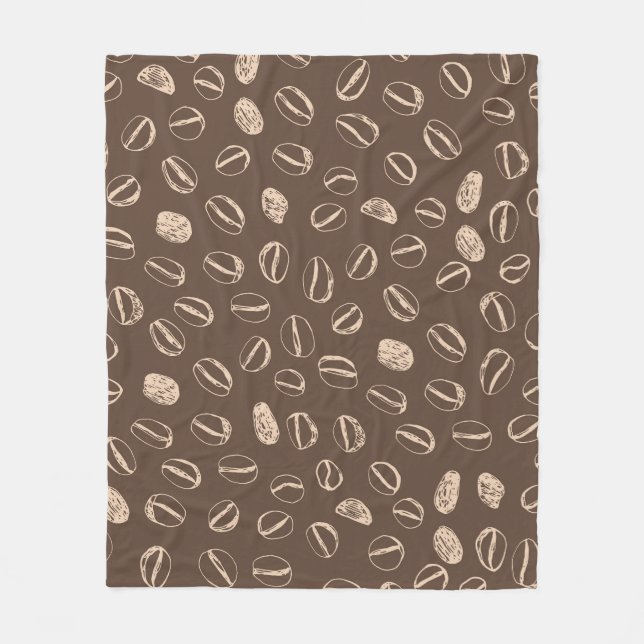Coffee Beans: Cartoon Doodle Vintage Fleece Blanket (Front)