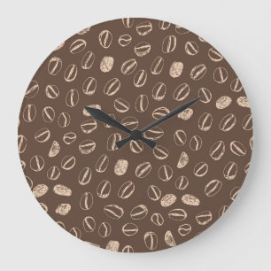 Coffee Beans: Cartoon Doodle Vintage Large Clock
