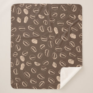 Coffee Beans: Cartoon Doodle Vintage Sherpa Blanket