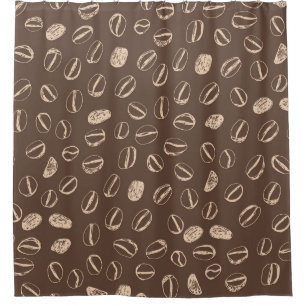 Coffee Beans: Cartoon Doodle Vintage Shower Curtain