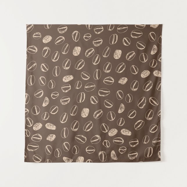 Coffee Beans: Cartoon Doodle Vintage Tapestry (Front)