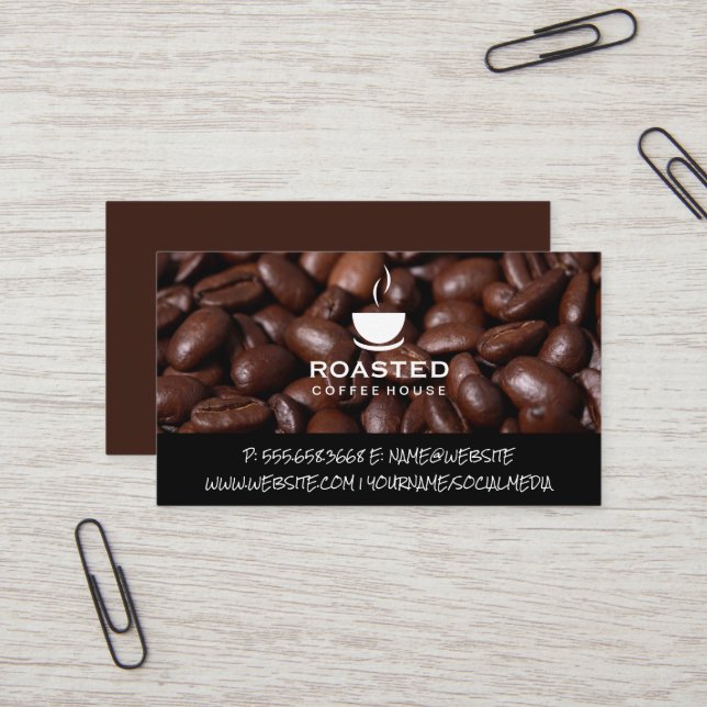 Coffee Beans | Coffee Cup Logo Business Card (Front/Back In Situ)