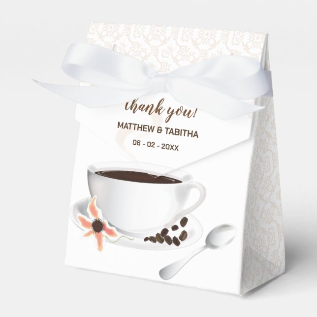 Coffee Beans Coffee Cup Wedding Thank You Favour Box (Front Side)