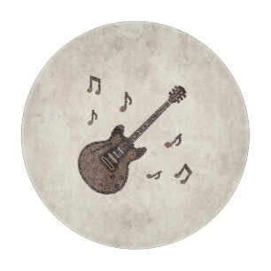 Coffee Beans-Coffee-Guitar-Coffee Art-Music- Cutting Board