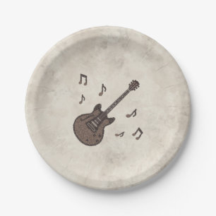 Coffee Beans-Coffee-Guitar-Coffee Art-Music- Paper Plate